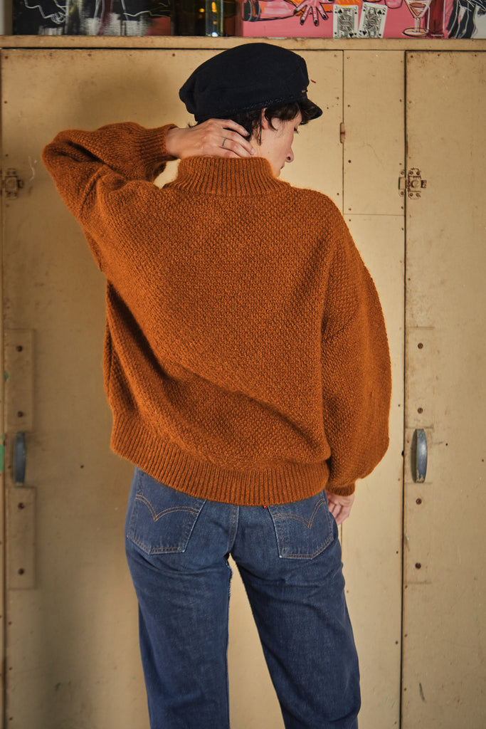 GEORGE High-Neck Cardigan Jacket in Amber - Natural Merino-Mohair