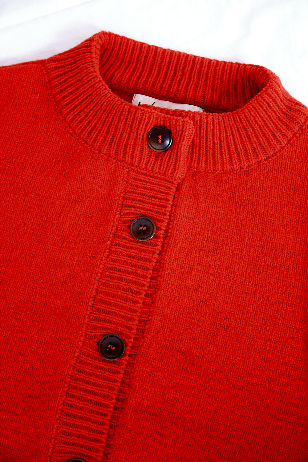 SANDRA Funnel-Neck Cardigan in Merino Wool - Red