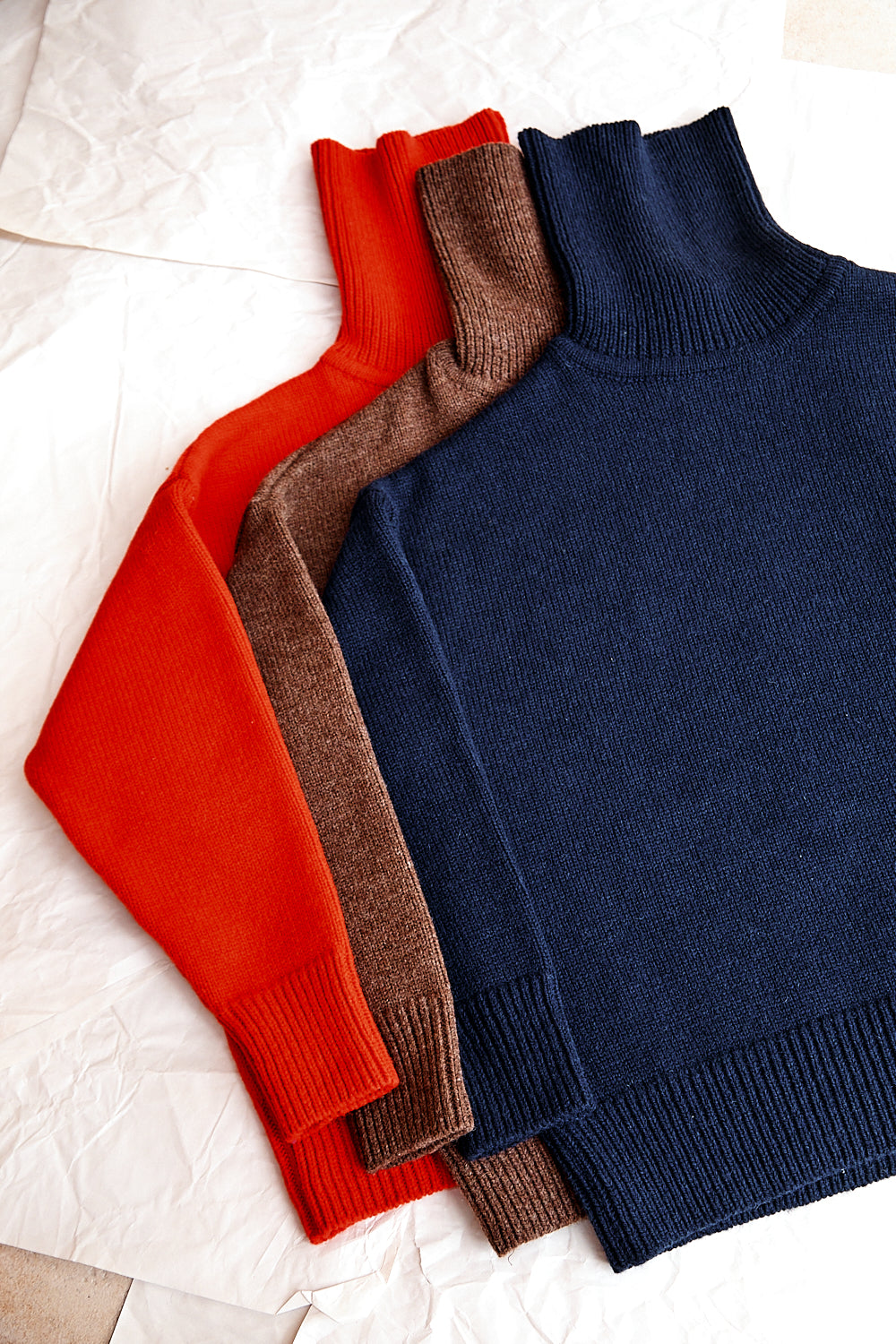 THERESE Turtleneck Sweater in Merino Wool - Navy