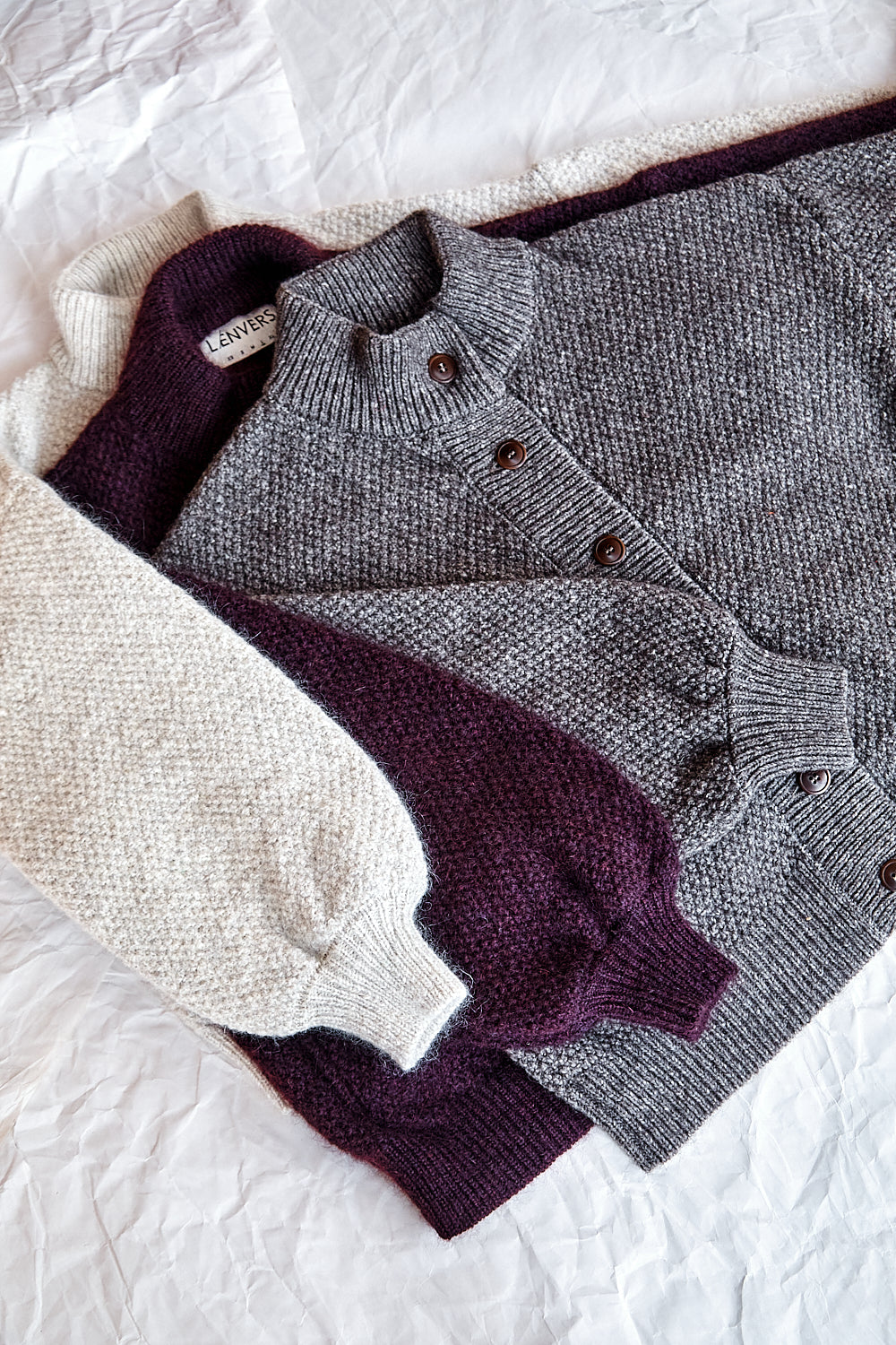 GEORGE High-Neck Cardigan Jacket in Merino-Mohair Wool - Plum