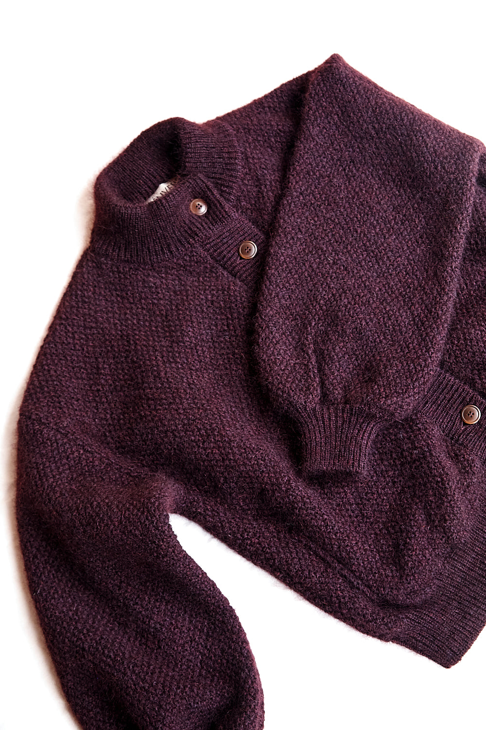 GEORGE High-Neck Cardigan Jacket in Merino-Mohair Wool - Plum