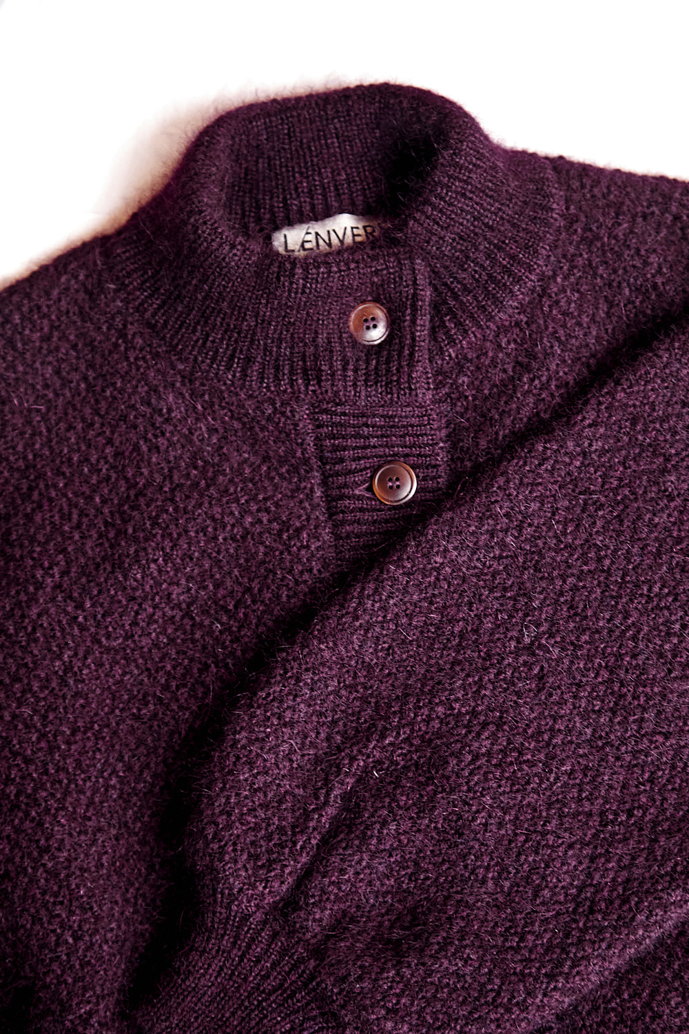 GEORGE High-Neck Cardigan Jacket in Merino-Mohair Wool - Plum