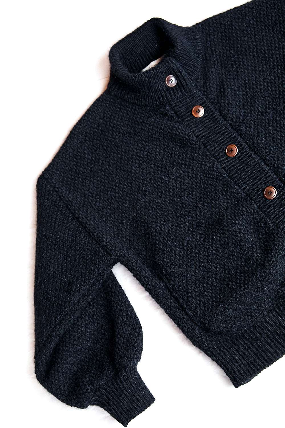 GEORGE High-Neck Cardigan Jacket in Merino-Mohair Wool - Black