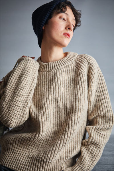 Chunky cable knit merino wool sweater