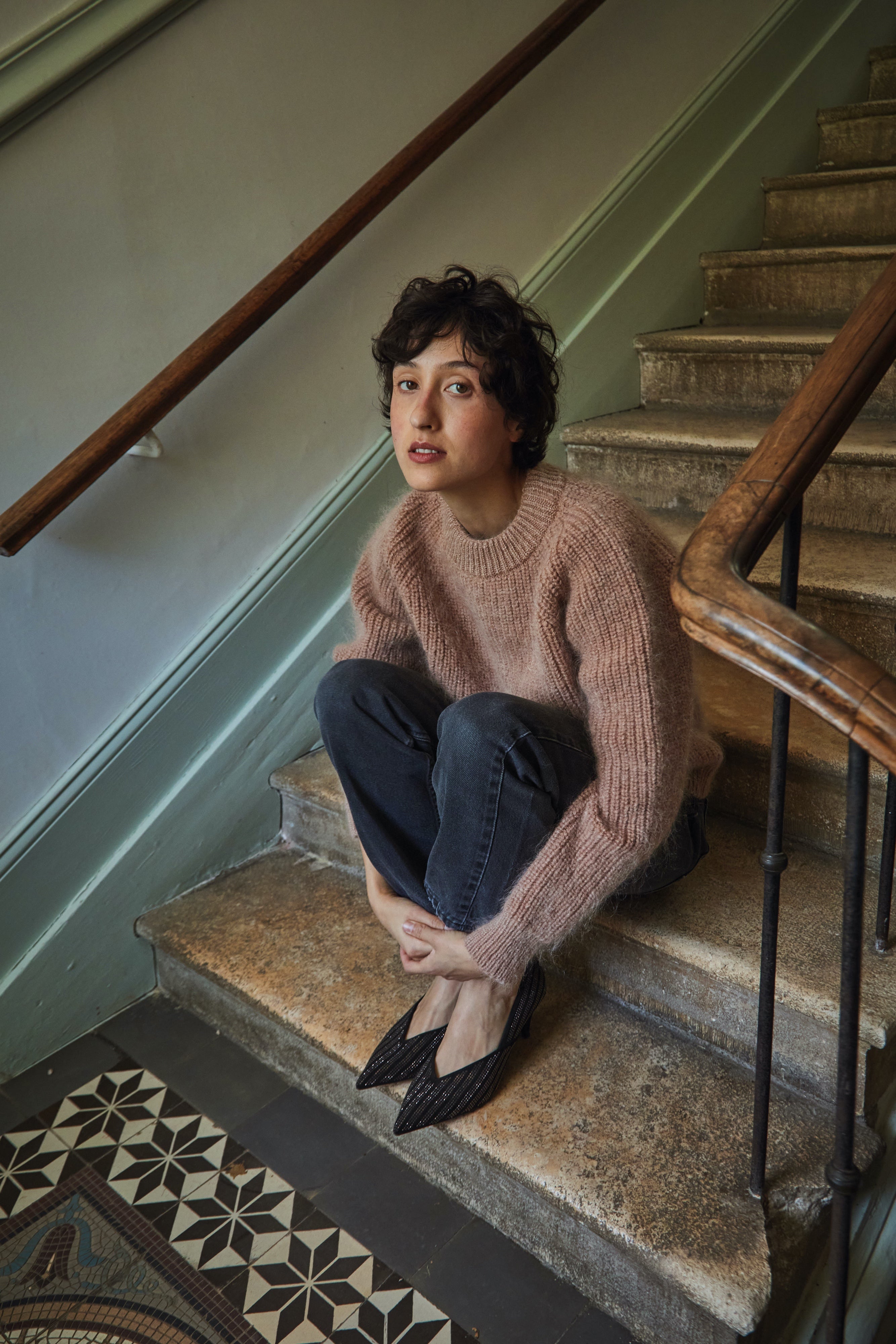 AGNES Sweater - 100% Cruelty Free Merino   Mohair Wool in light pink Spanish Merino Wool sweater - L'Envers