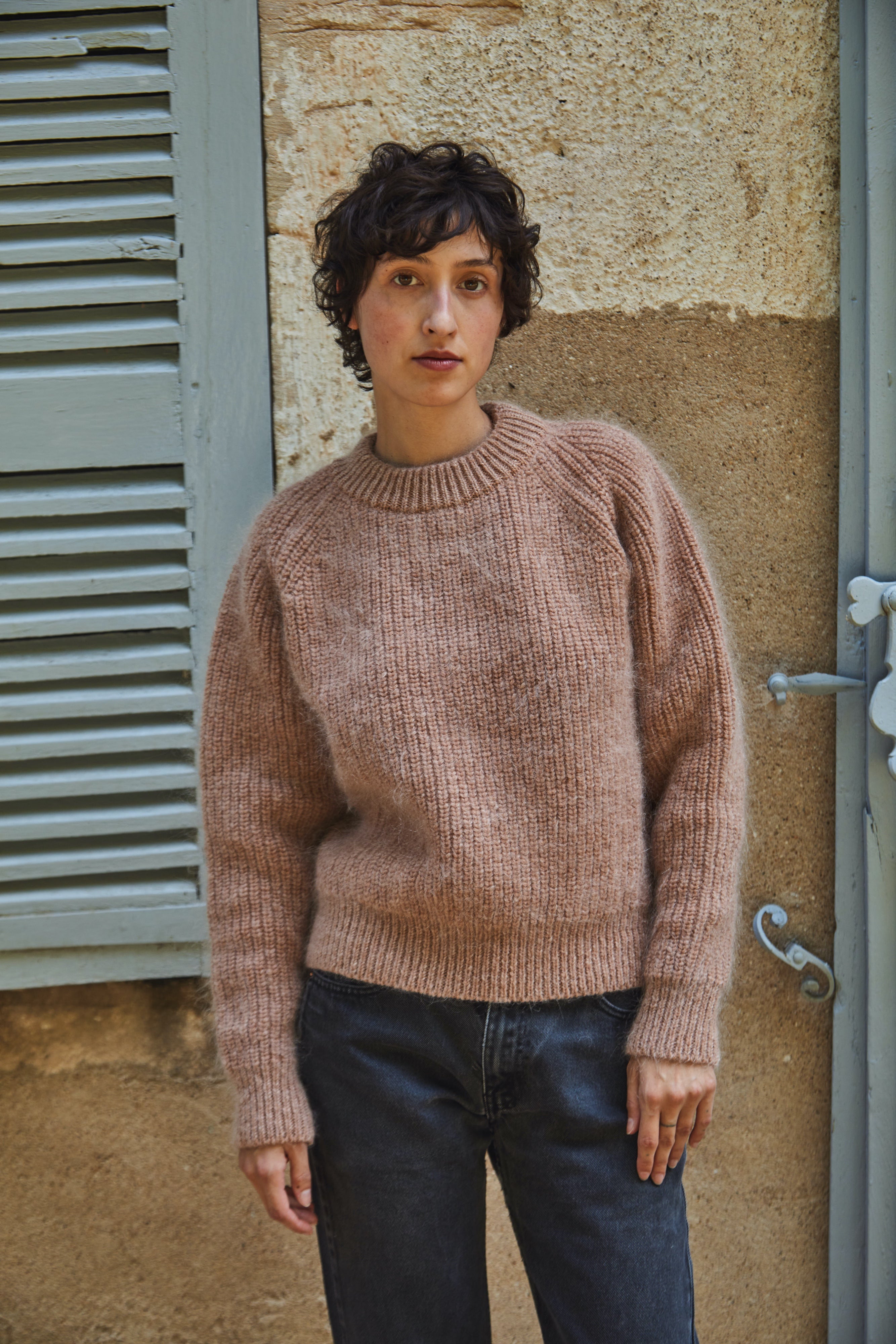 AGNES Sweater - 100% Cruelty Free Merino   Mohair Wool in light pink Spanish Merino Wool sweater - L'Envers