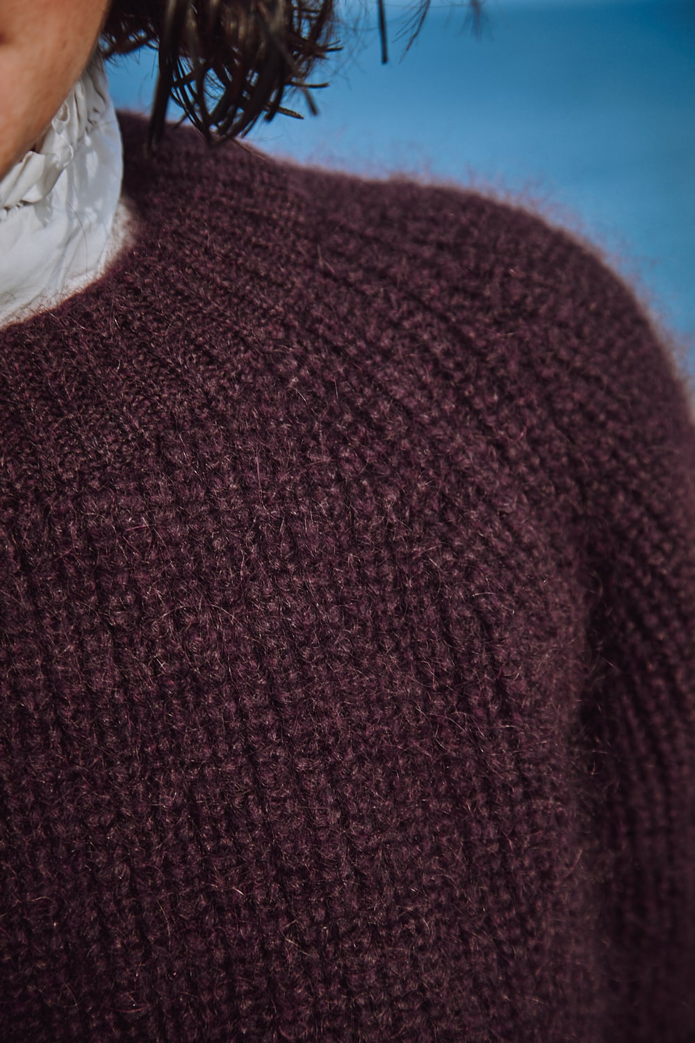 AGNÈS Raglan Sweater in Merino-Mohair Wool - Plum  Spanish Merino Wool Cardigan - L'Envers