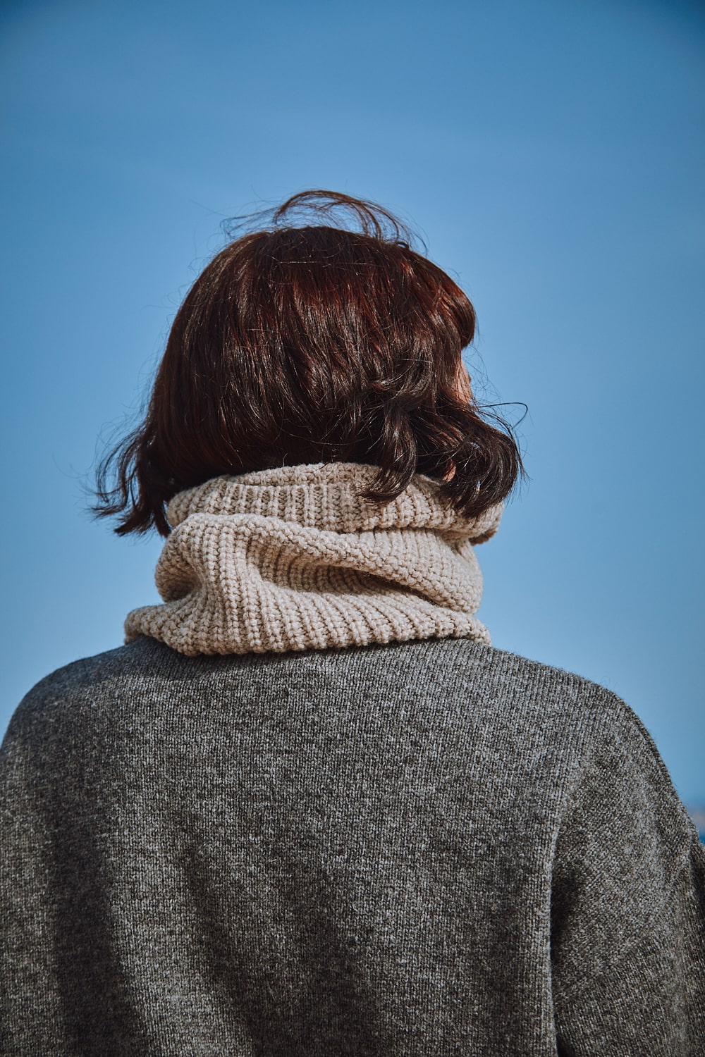 AMANDINE Neckwarmer Scarf in Merino Wool - Beige -  Spanish Merino Wool Cardigan - L'Envers