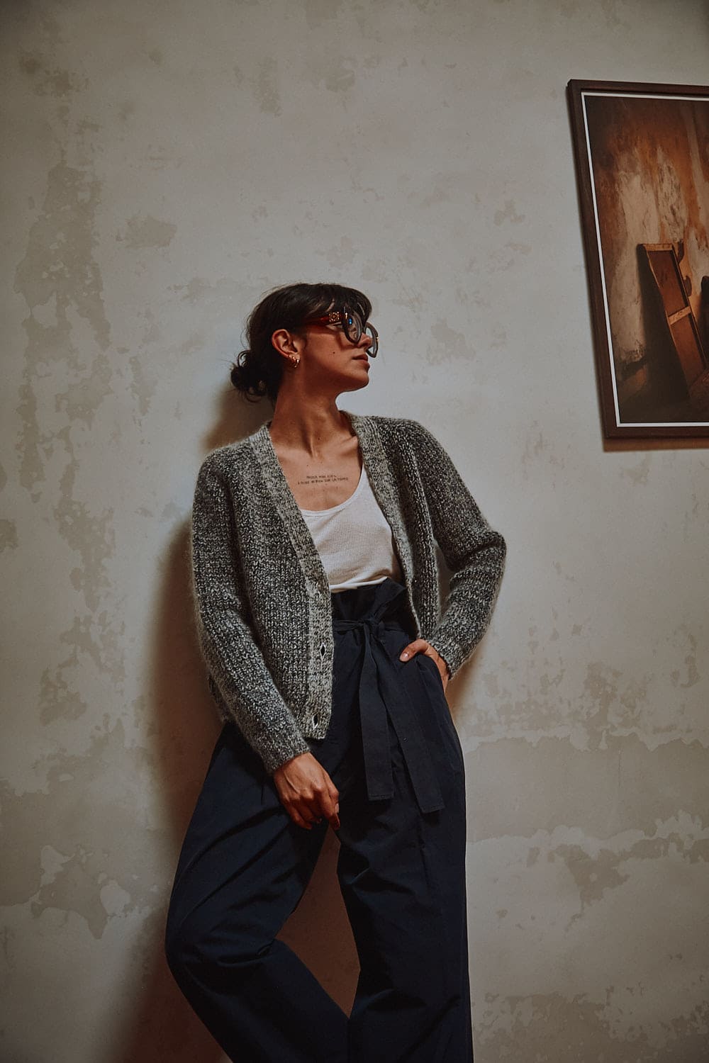 ANNA Cardigan in Mottled Blue - 100% Cruelty Free Mohair Wool - L'Envers