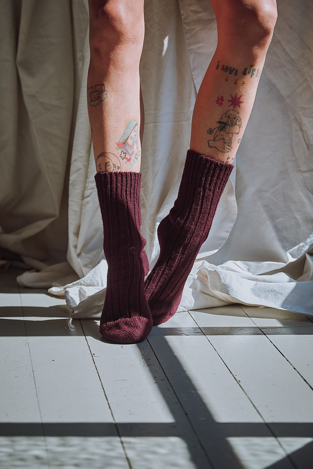 BERTHE Wool Socks - Plum - sustainable socks - L'envers