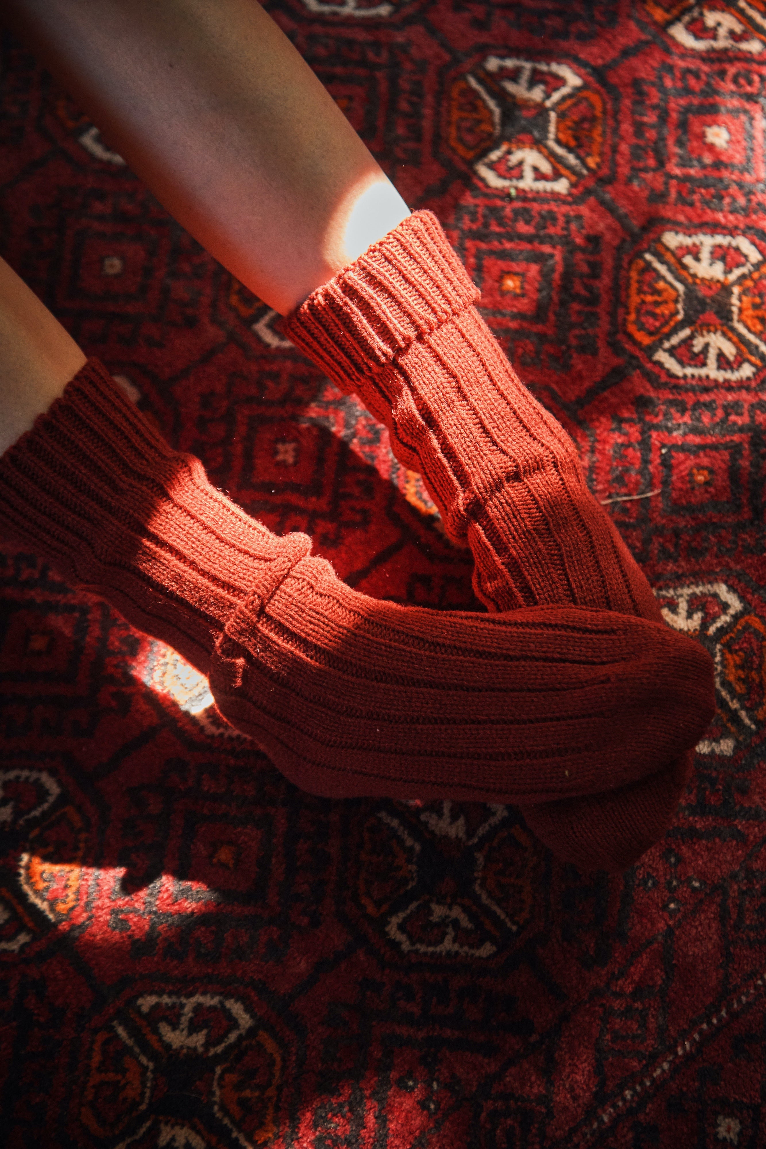 BERTHE Wool socks - Rust Red - 100% sustainable wool socks - l'envers