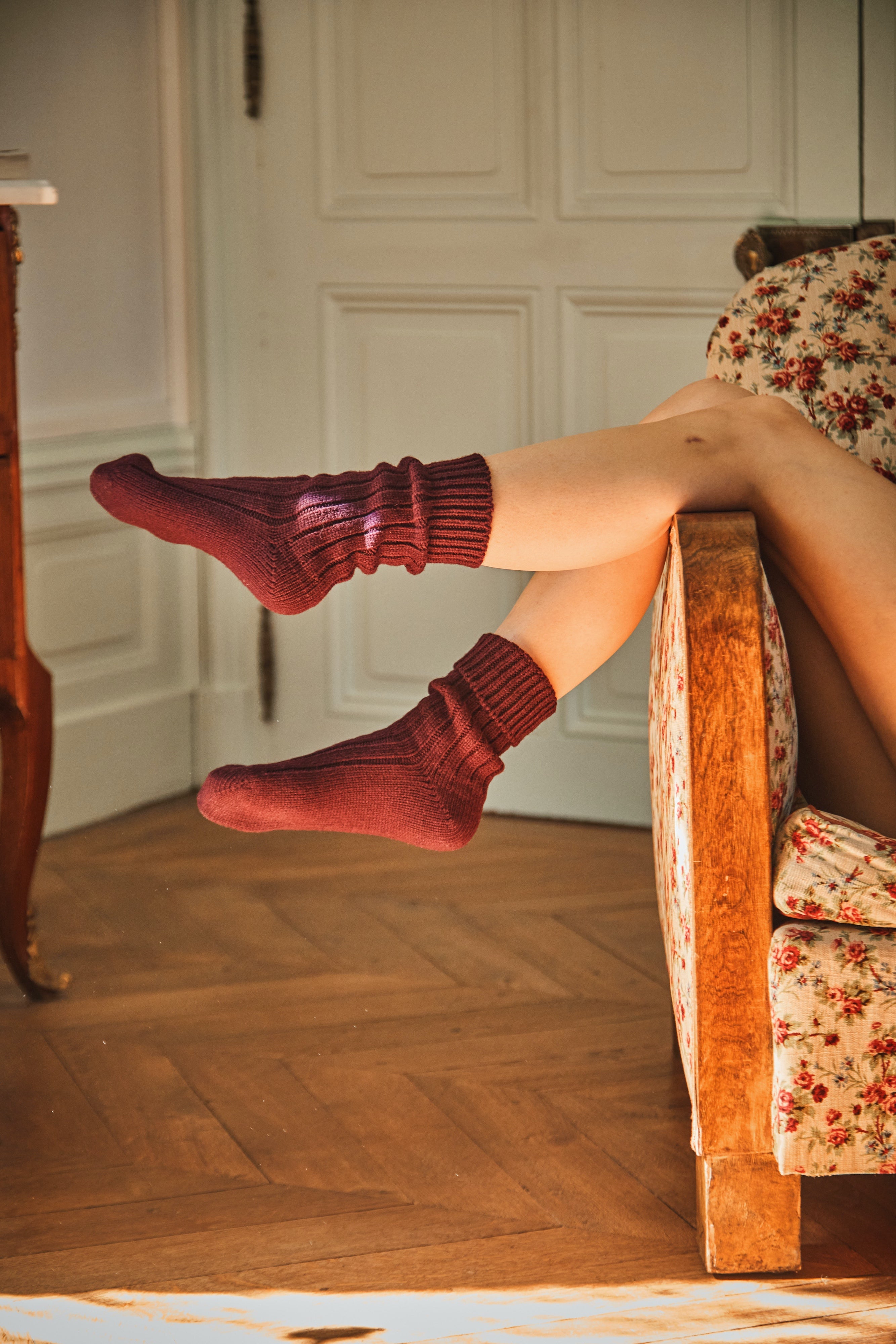 BERTHE Wool socks - Rust Red - 100% sustainable wool socks - l'envers