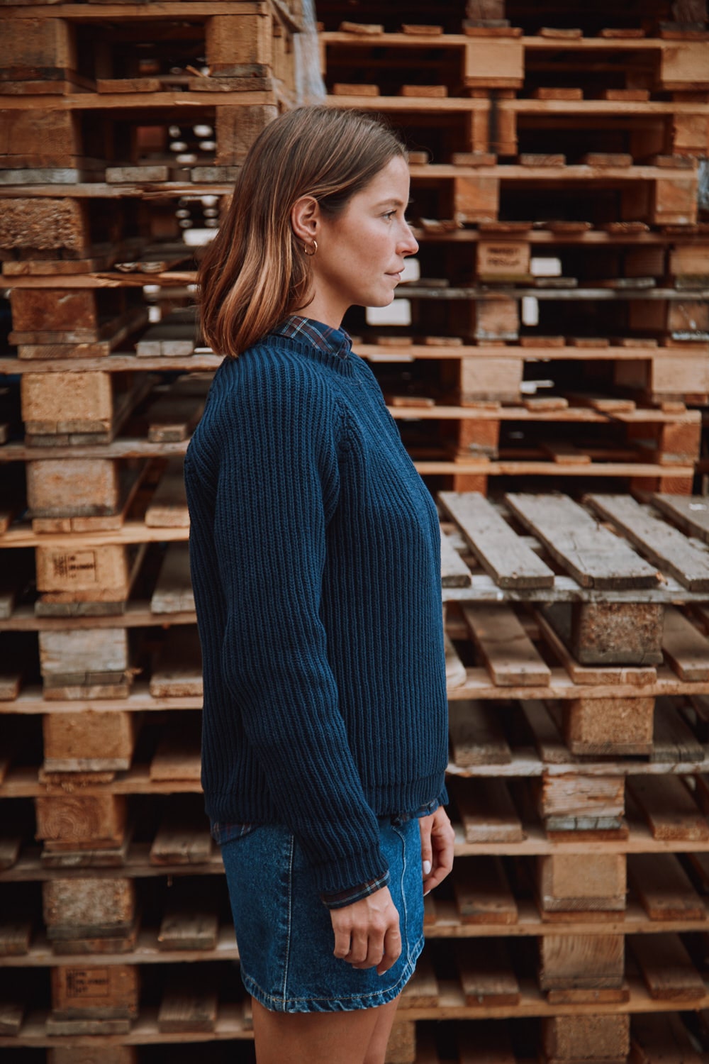 BRIGITTE Raglan Sweater in Organic Cotton - Navy - 100% sustainability sweater - L'envers