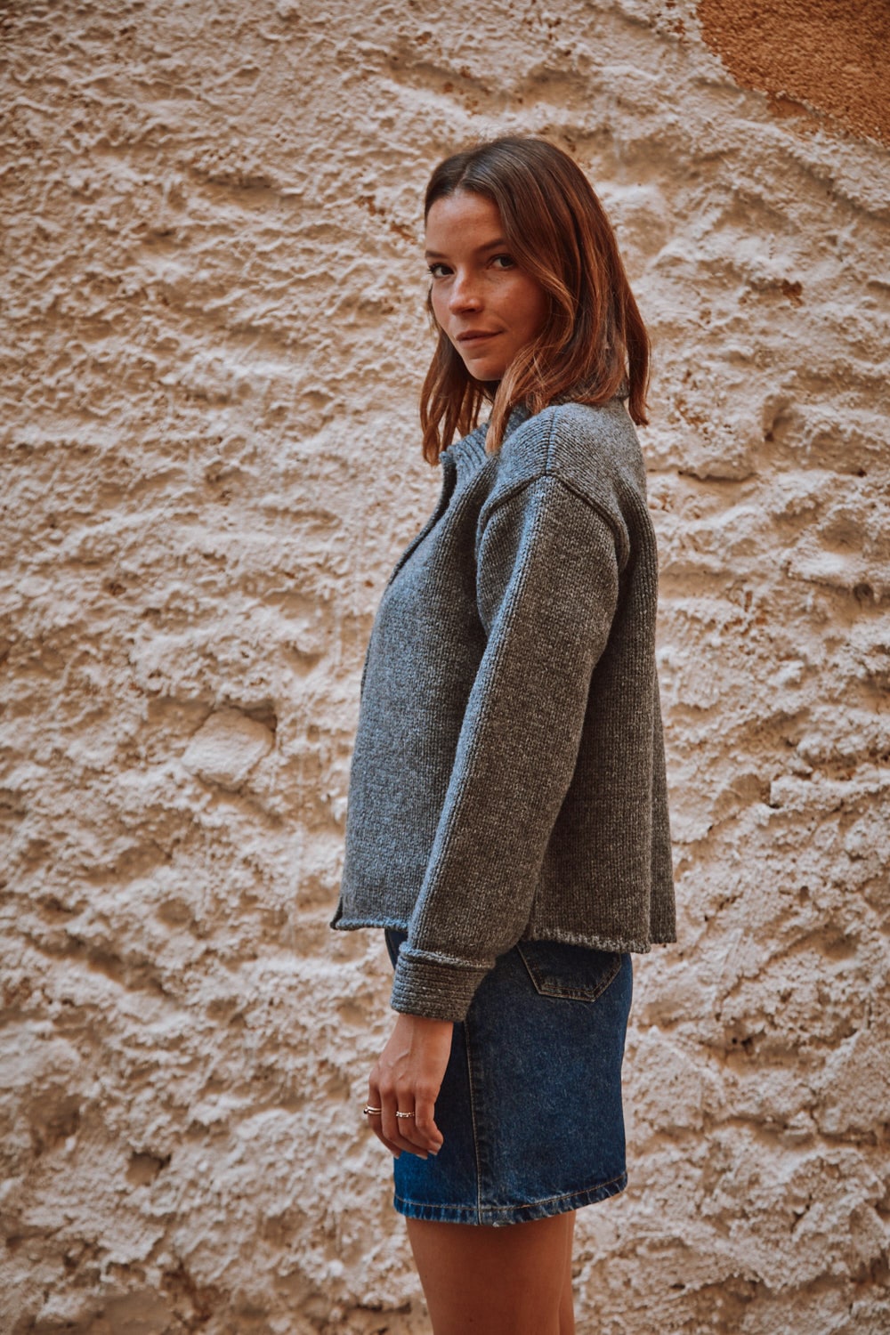 CALAMITY Knit Jacket in Merino Wool - Ash Grey - 100% sustainable knitwear - L'envers