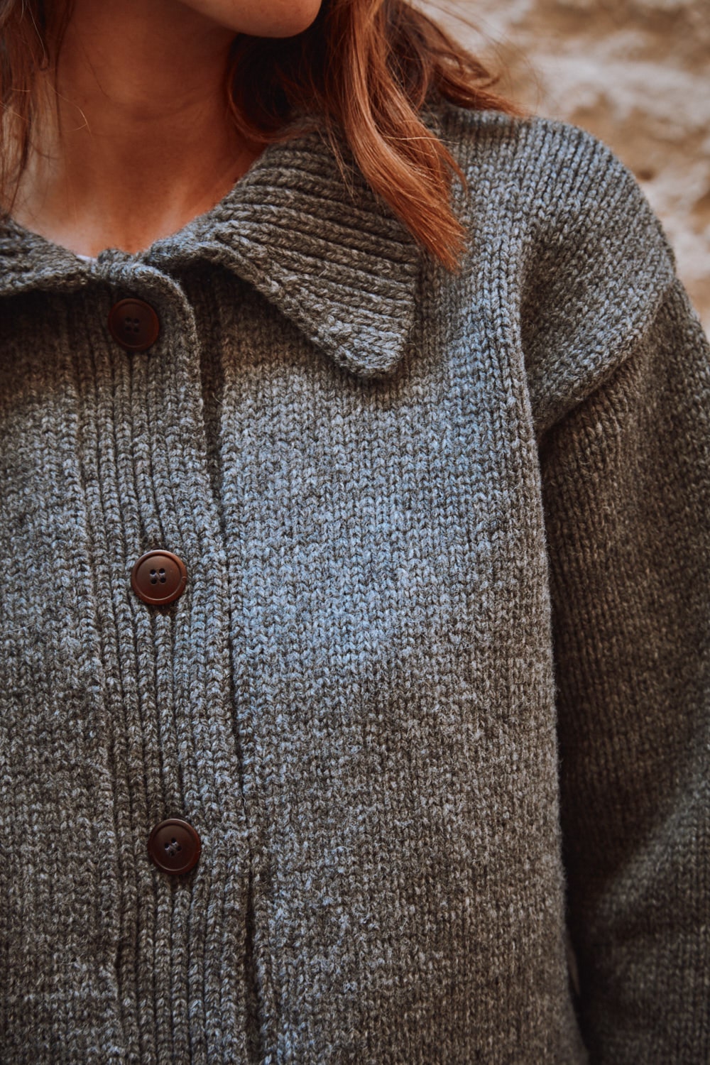 CALAMITY Knit Jacket in Merino Wool - Ash Grey - 100% sustainable knitwear - L'envers