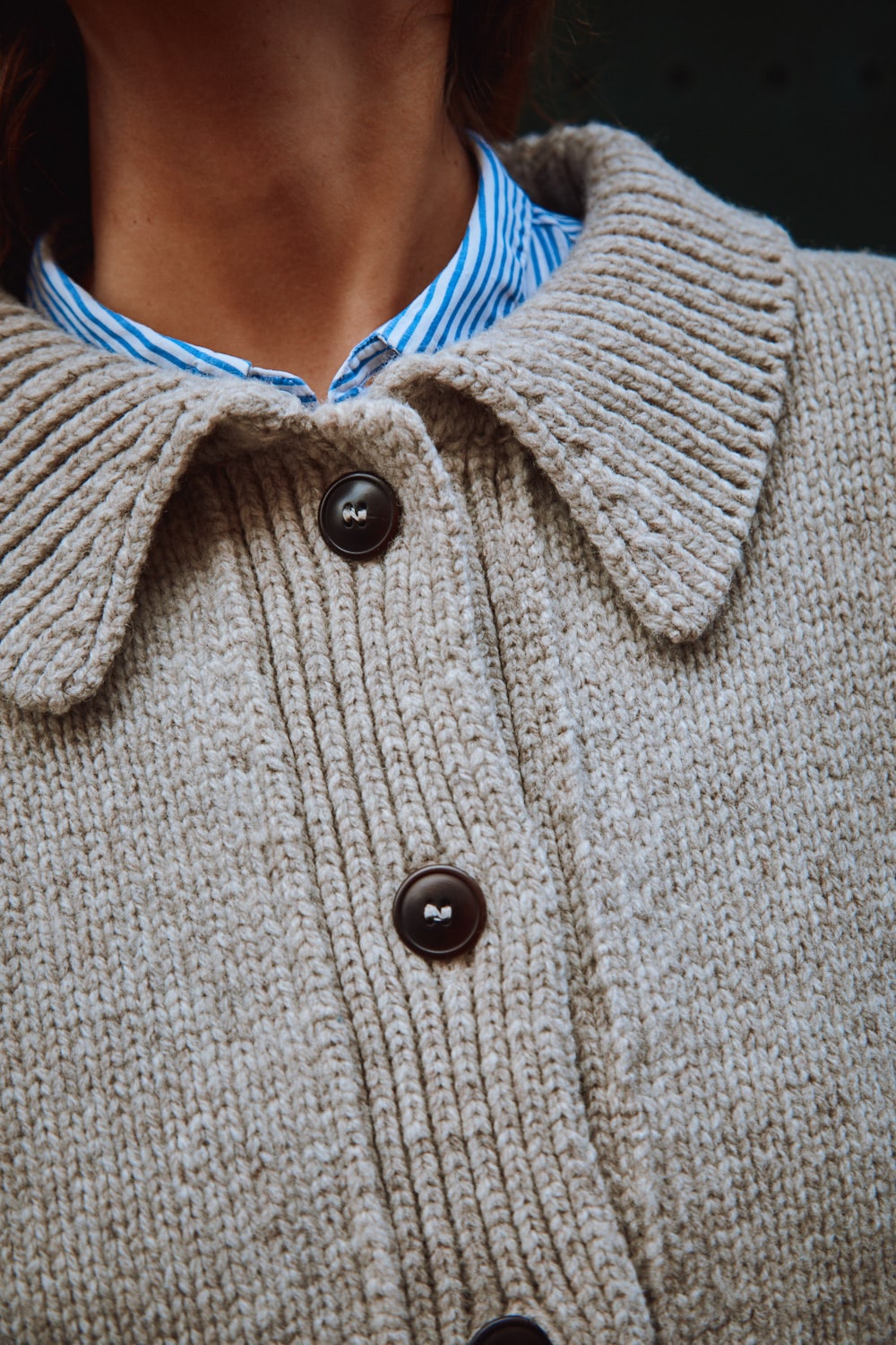 CALAMITY Knit Jacket in Merino Wool - Beige - 100% cruelty-free sustainable  knitwear - L'envers