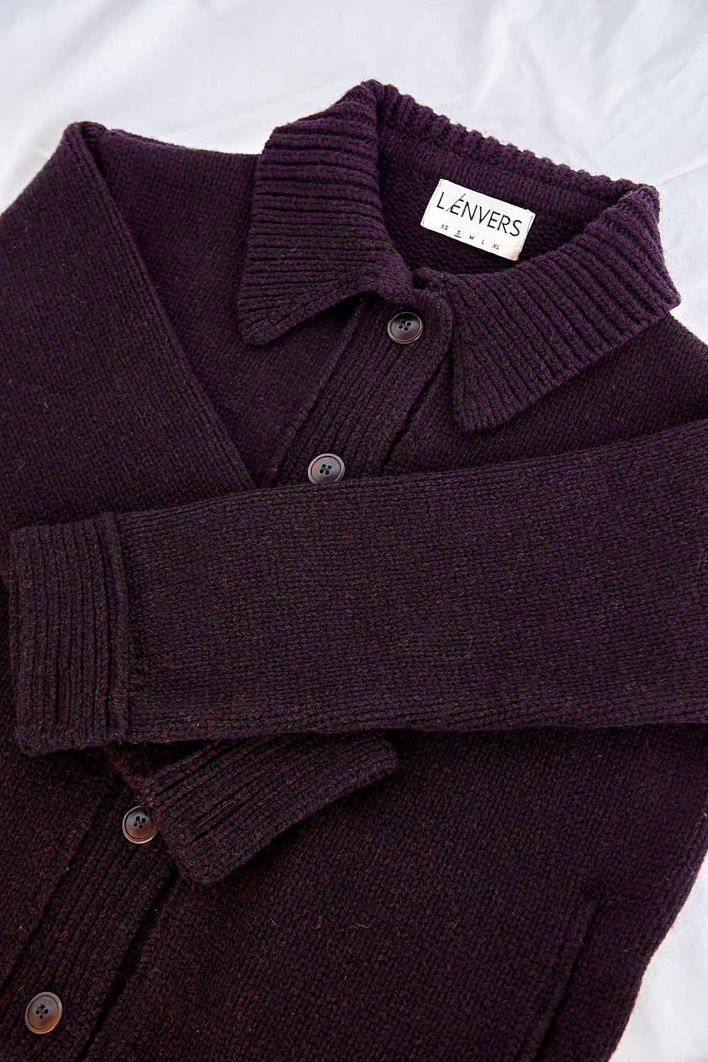 CALAMITY Knit Jacket in Merino Wool - Plum