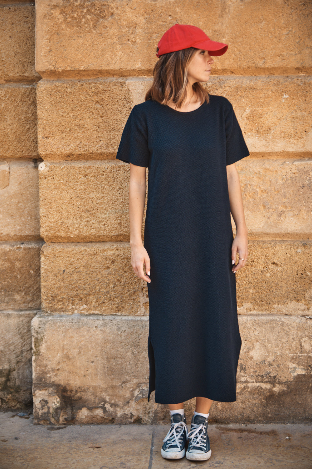 CARLA T-Shirt Dress in Organic Cotton - Navy