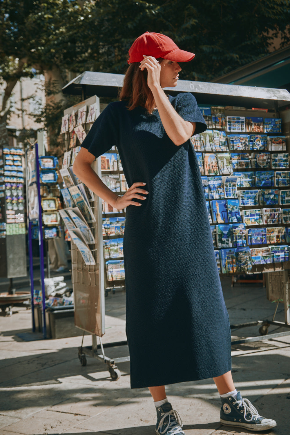 CARLA T-Shirt Dress in Organic Cotton - Navy