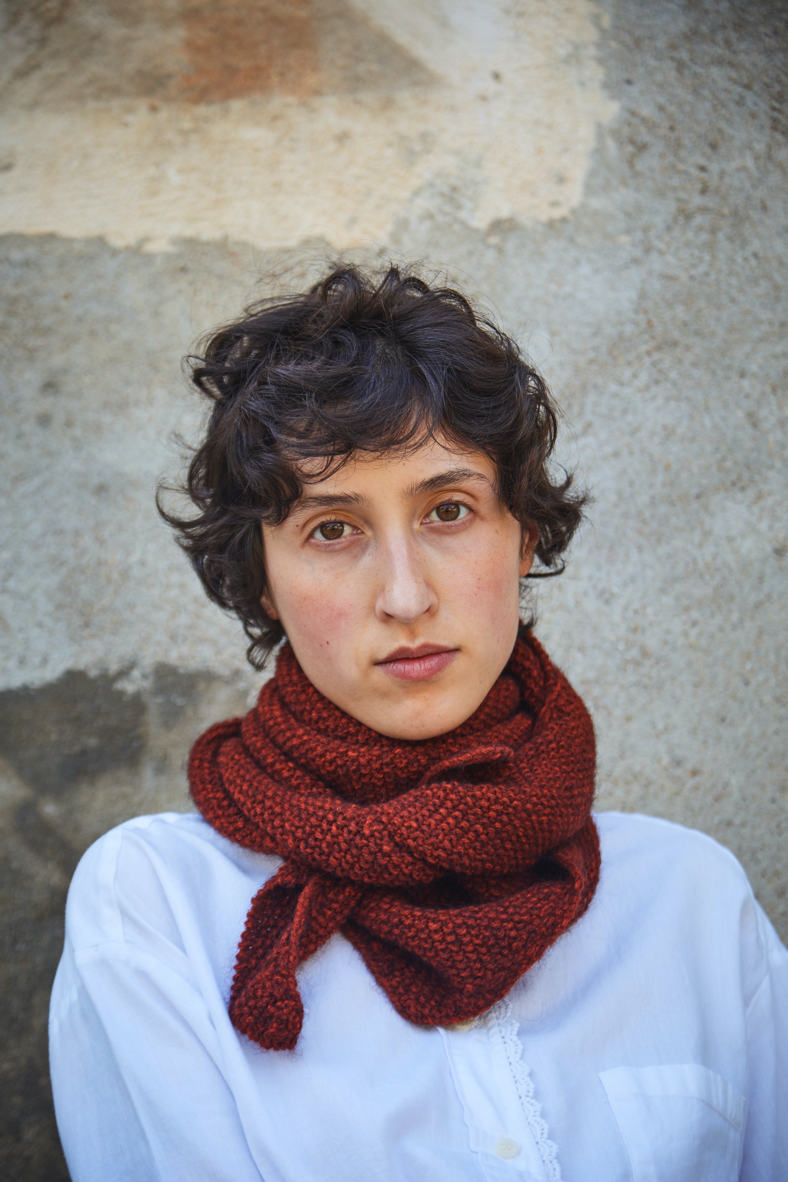 HORTENSE bandana in rust red - 100% Cruelty Free Yak-Merino Wool - L'Envers