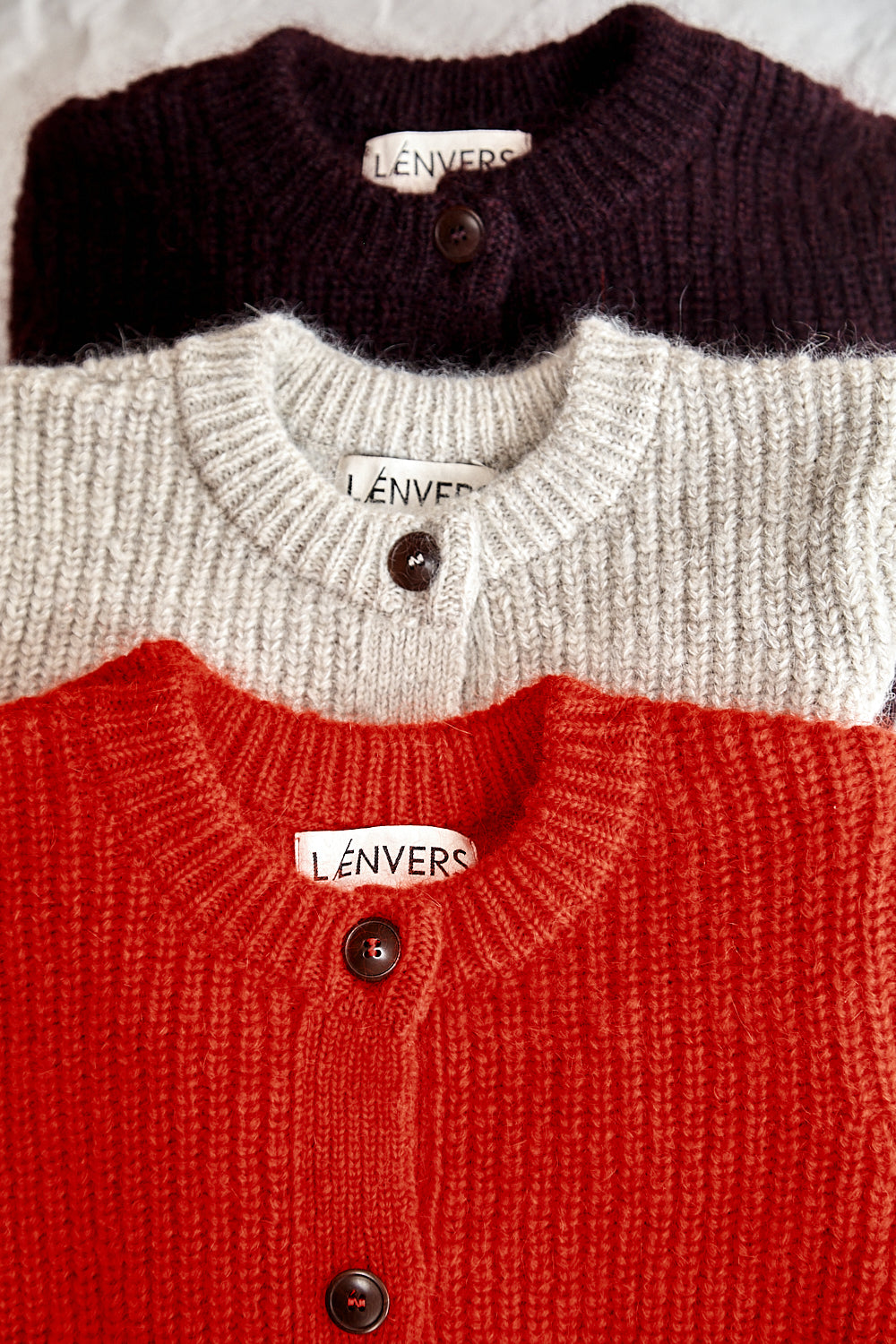 CHARLOTTE Round-Neck Cardigan in Merino-Mohair Wool - Red