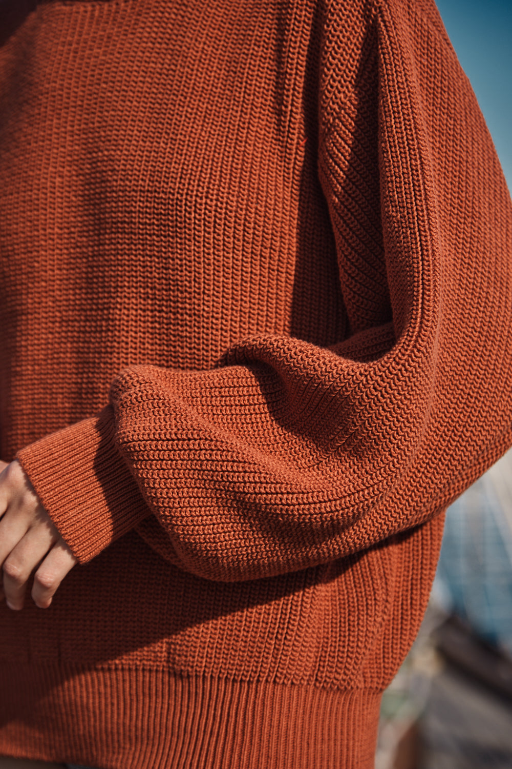 CLEMENTINE Batwing Sweater in Organic Cotton - Earth Red