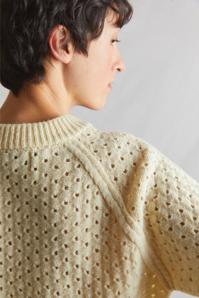 FLORENCE Open-Weave Sweater in Merino Wool - Off-White