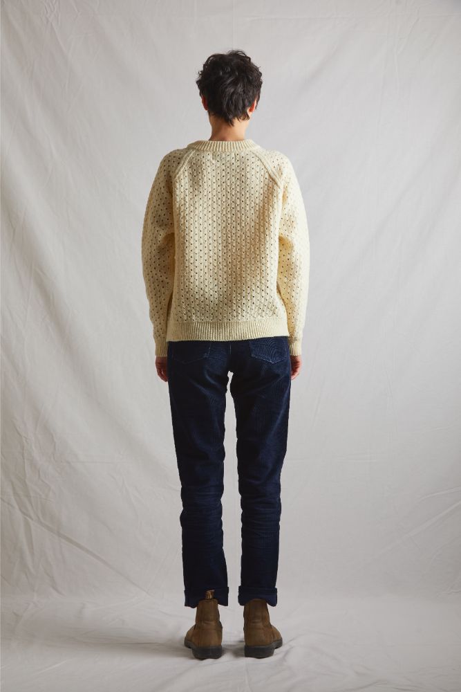 FLORENCE Open-Weave Sweater in Merino Wool - Off-White