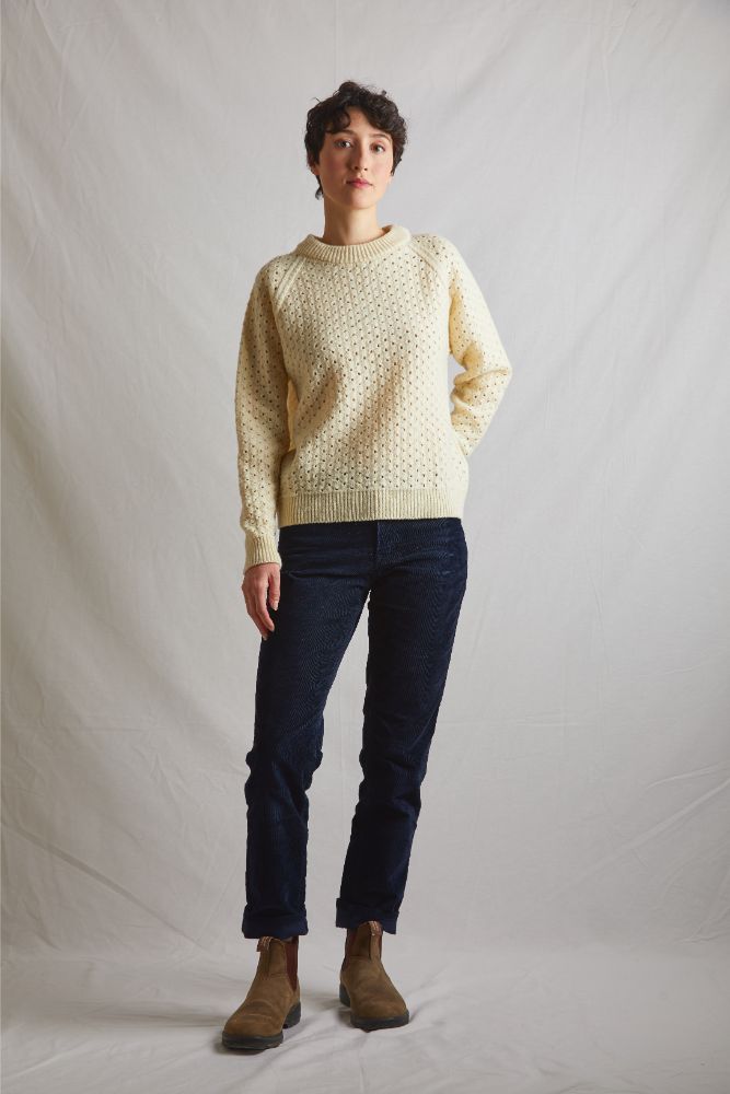 FLORENCE Open-Weave Sweater in Merino Wool - Off-White