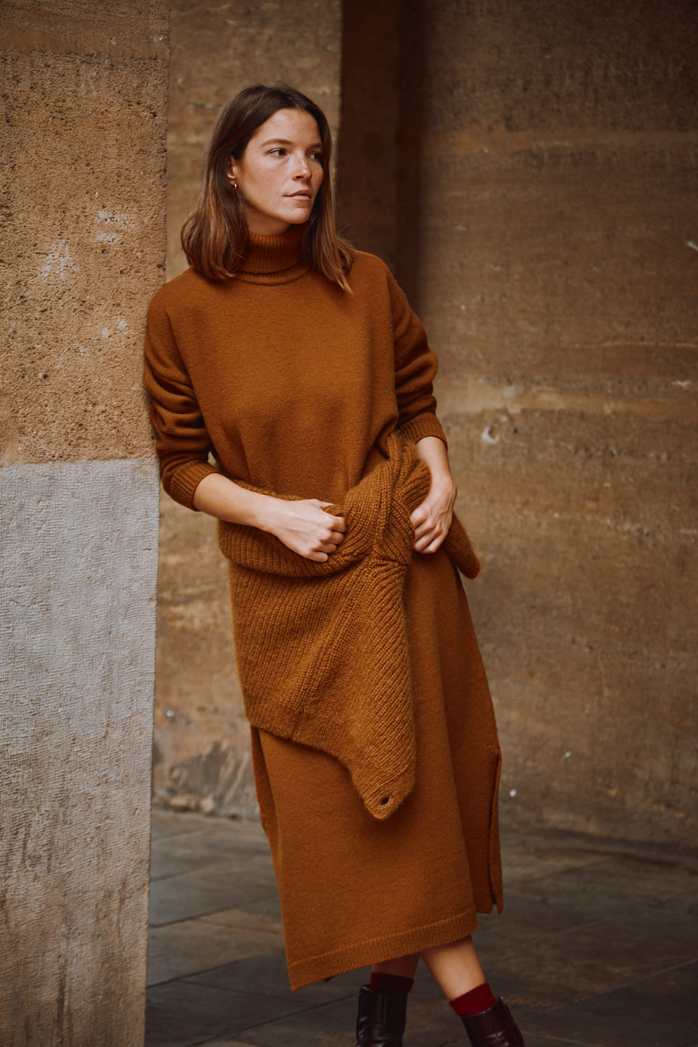 FREYA Wool Dress in Amber - 100% Cruelty Free Merino Wool - L'Envers