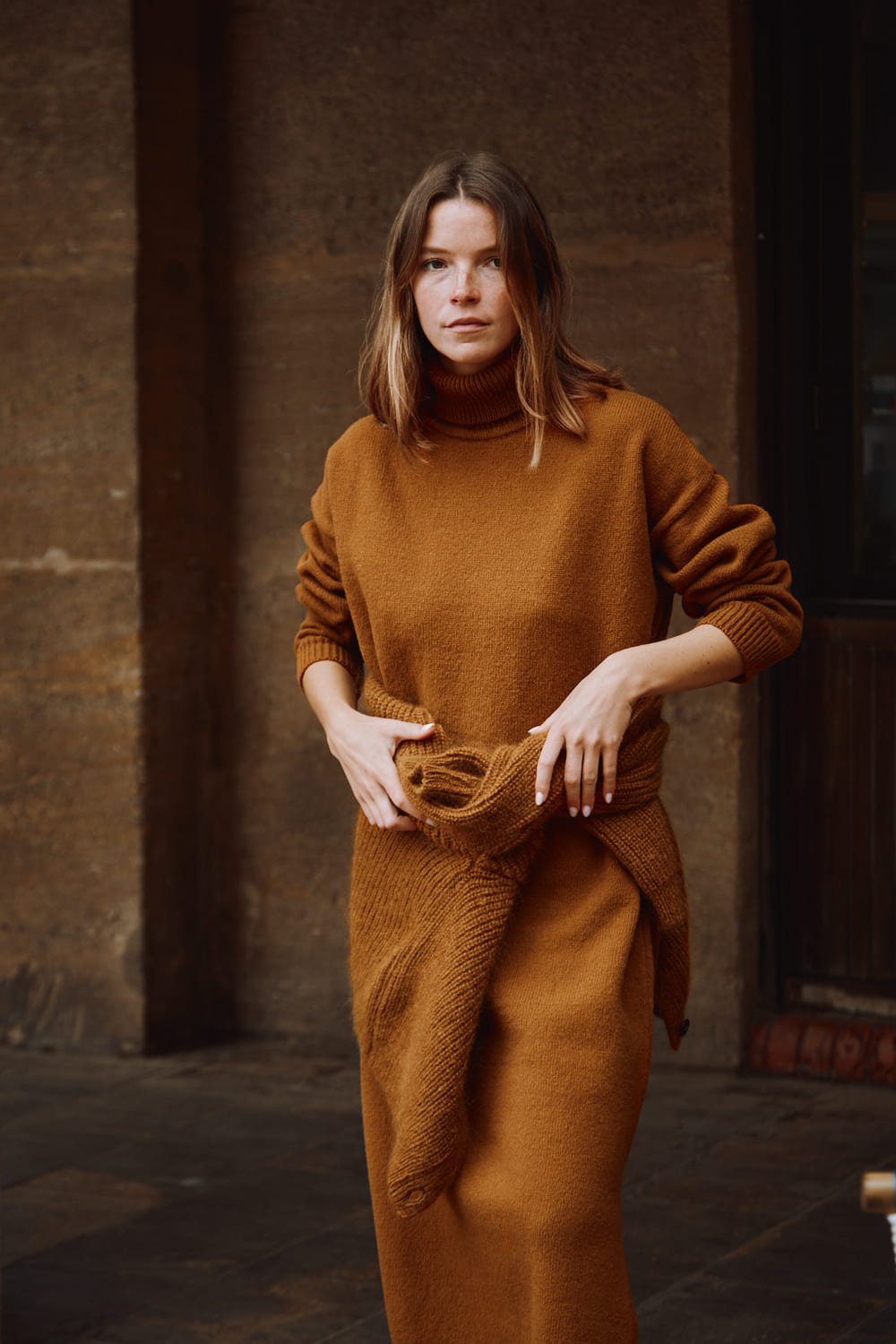 FREYA Knit Dress in Merino Wool Amber