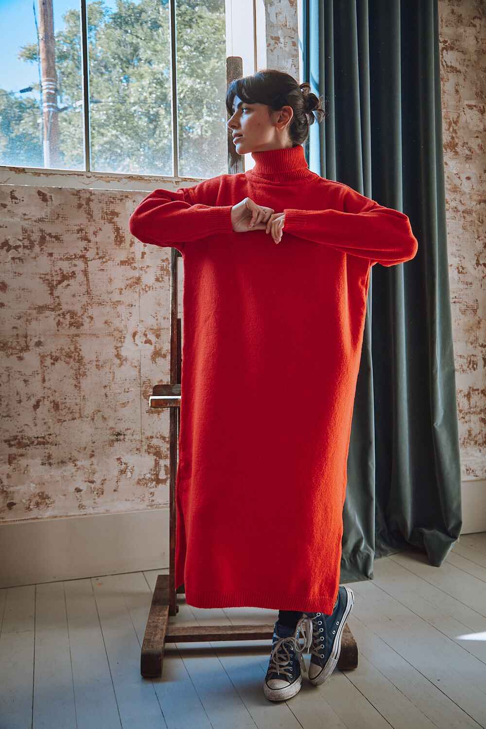 FREYA Wool Dress in Red - 100% Cruelty Free Merino Wool - L'Envers