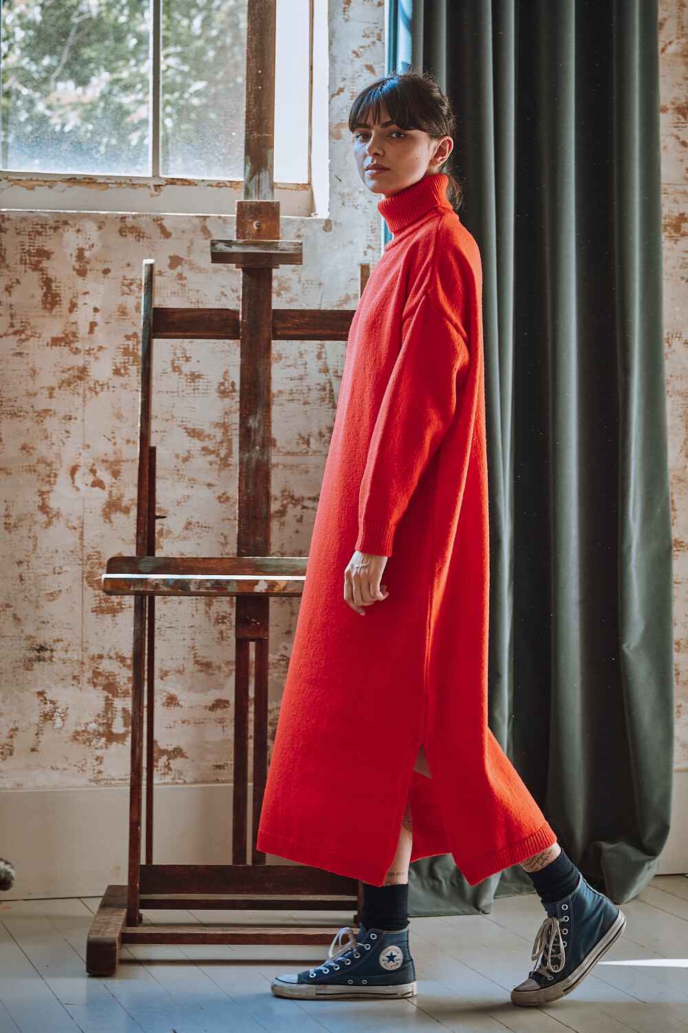 FREYA Wool Dress in Red - 100% Cruelty Free Merino Wool - L'Envers