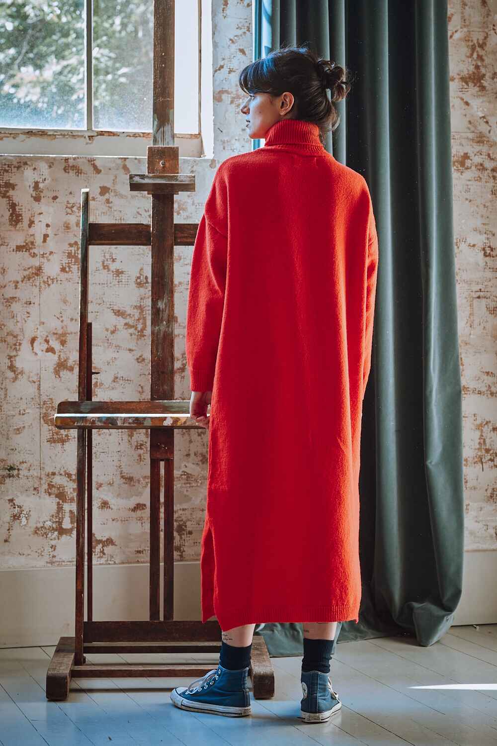 FREYA Wool Dress in Red - 100% Cruelty Free Merino Wool - L'Envers