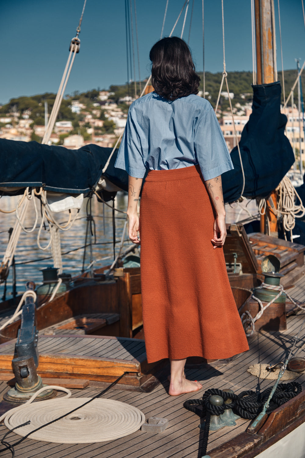 GILDA Long Skirt in Organic Cotton - Earth Red