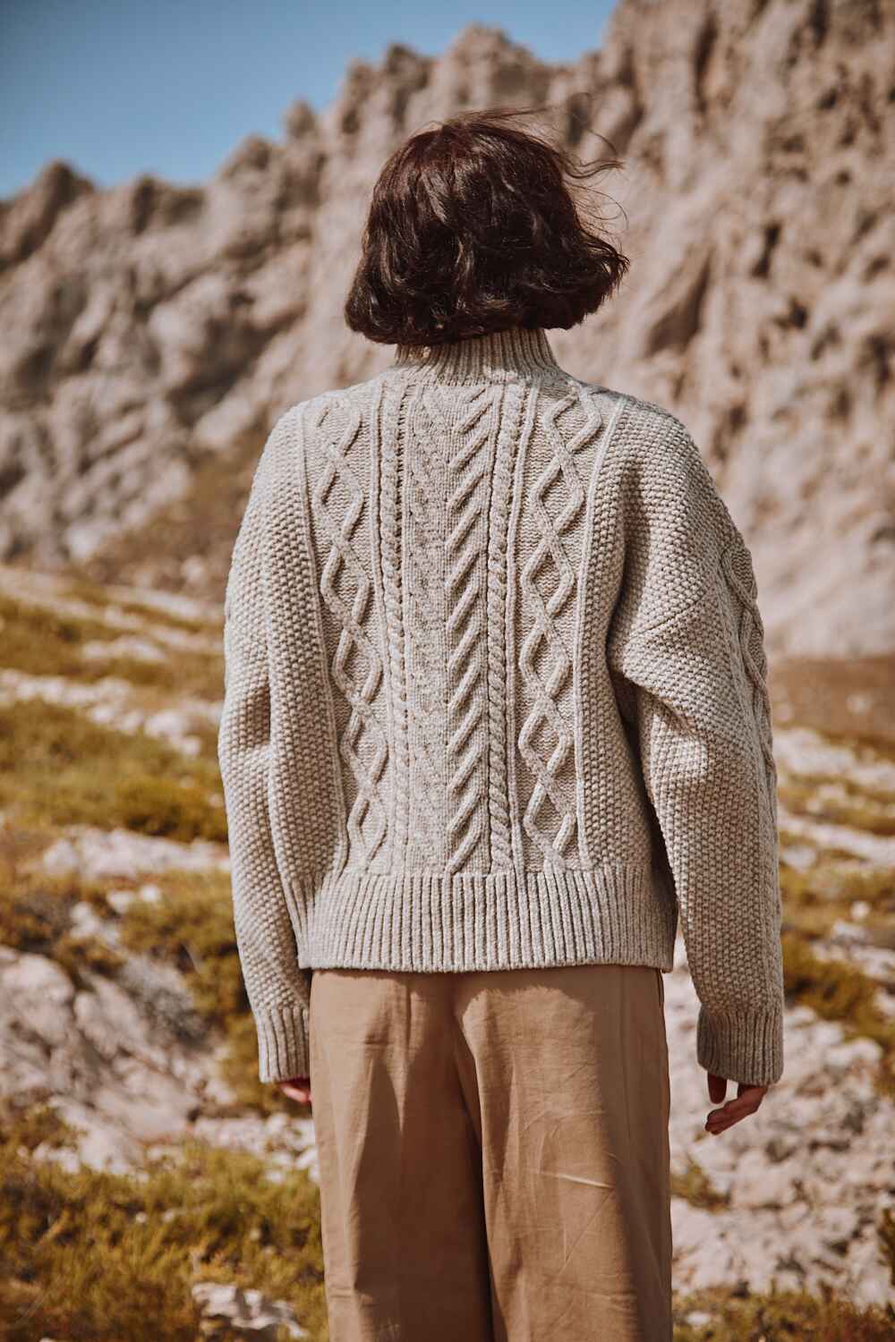 GWENAELLE Irish Cable Sweater in Merino Wool - Beige | L'Envers