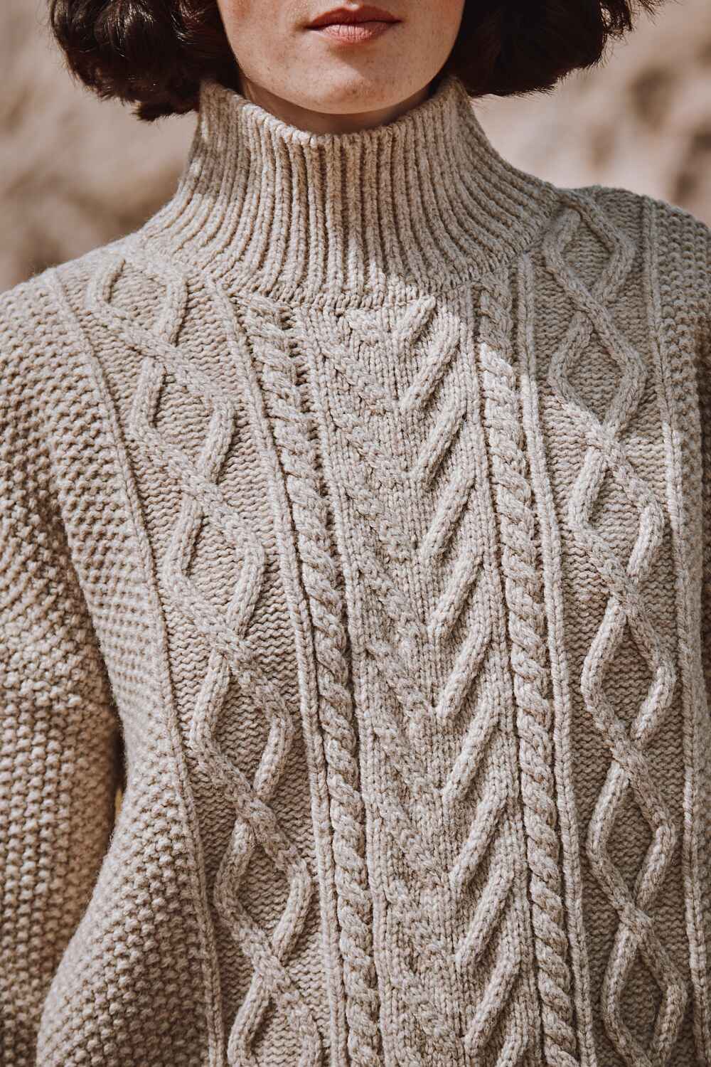 GWENAELLE Irish Cable Sweater in Merino Wool - Beige | L'Envers