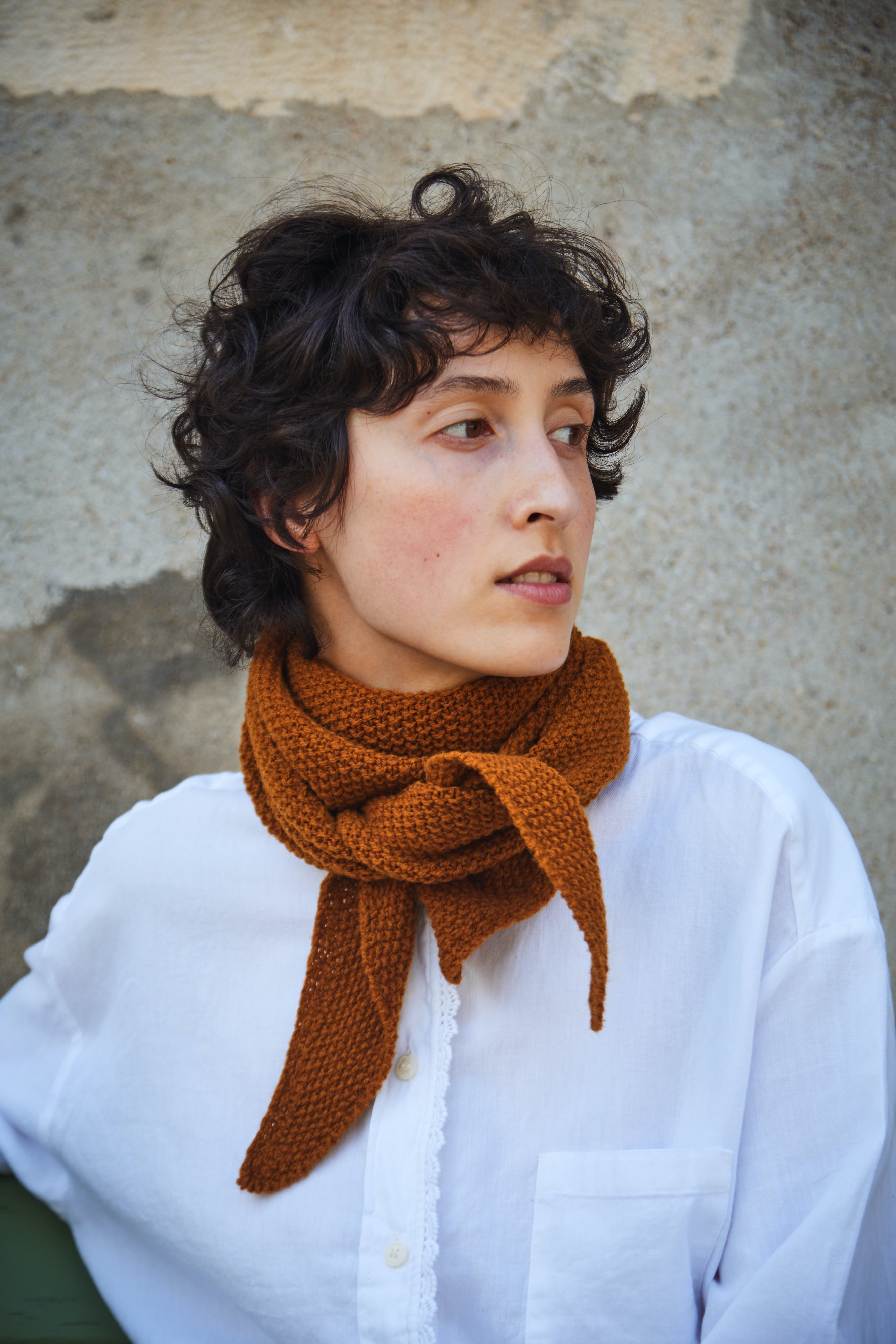 HORTENSE Bandana in Merino Wool - Amber