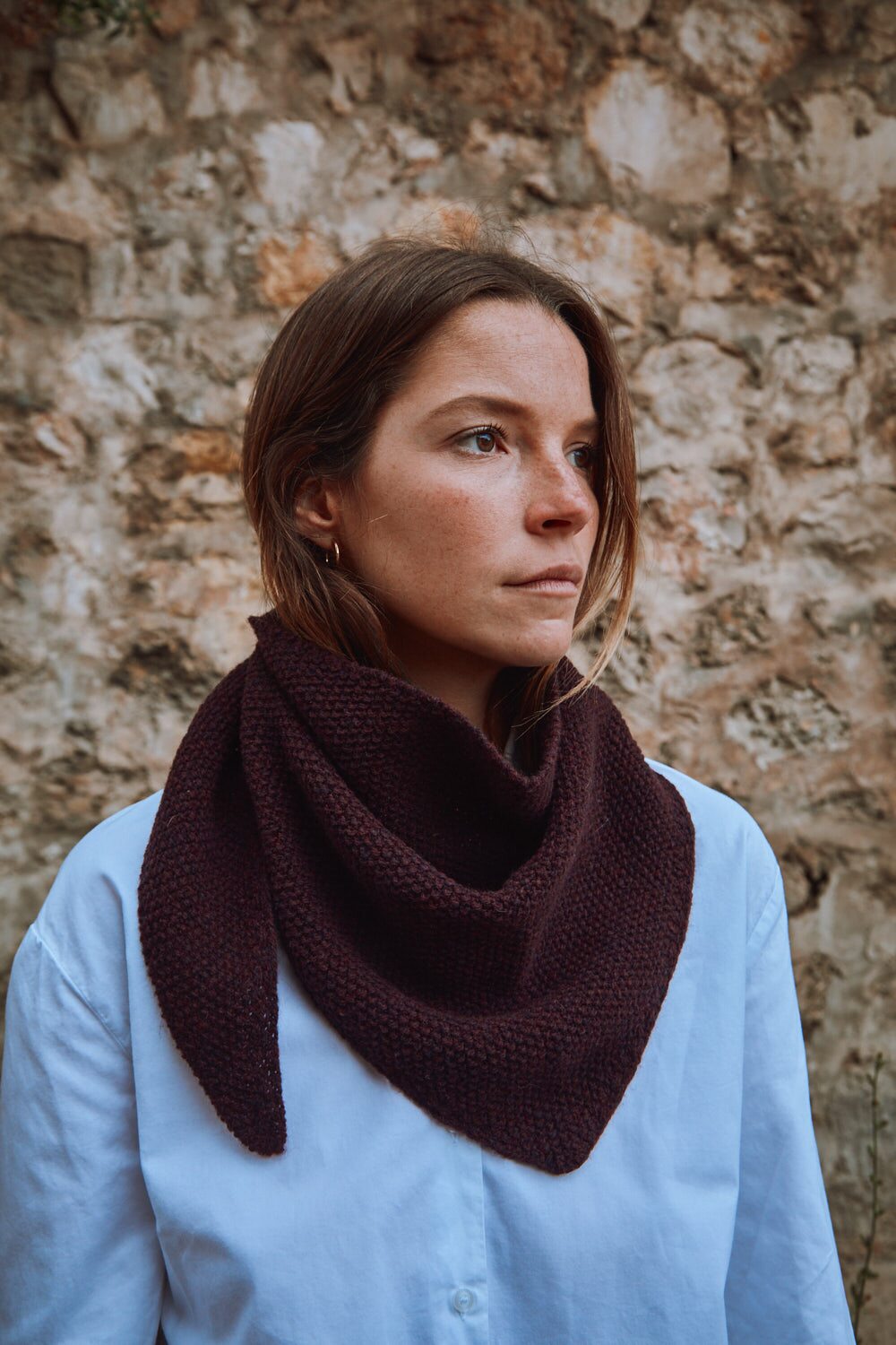 HORTENSE Bandana in Plum - 100% Cruelty Free Merino Wool - L'Envers