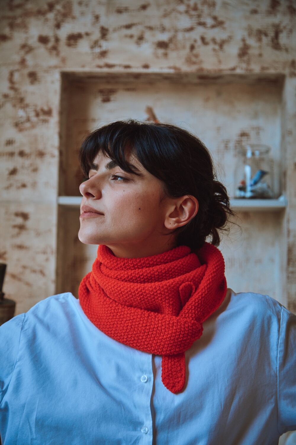 HORTENSE Bandana in Red - 100% Cruelty Free Merino Wool - L'Envers