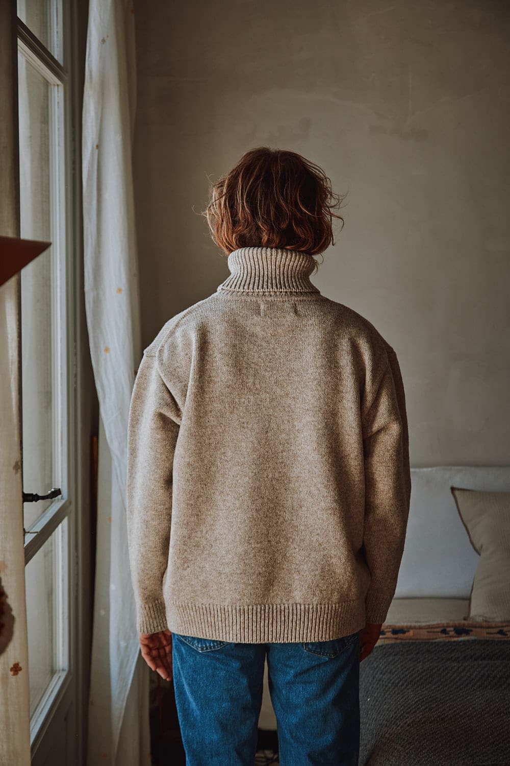 JACQUES Men Turtleneck Sweater in Merino Wool - Beige | L'Envers