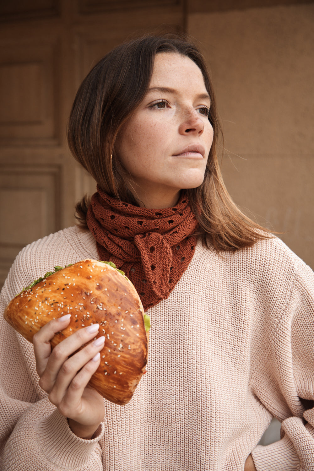 JASMINE Bandana Scarf in Organic Cotton - Earth Red