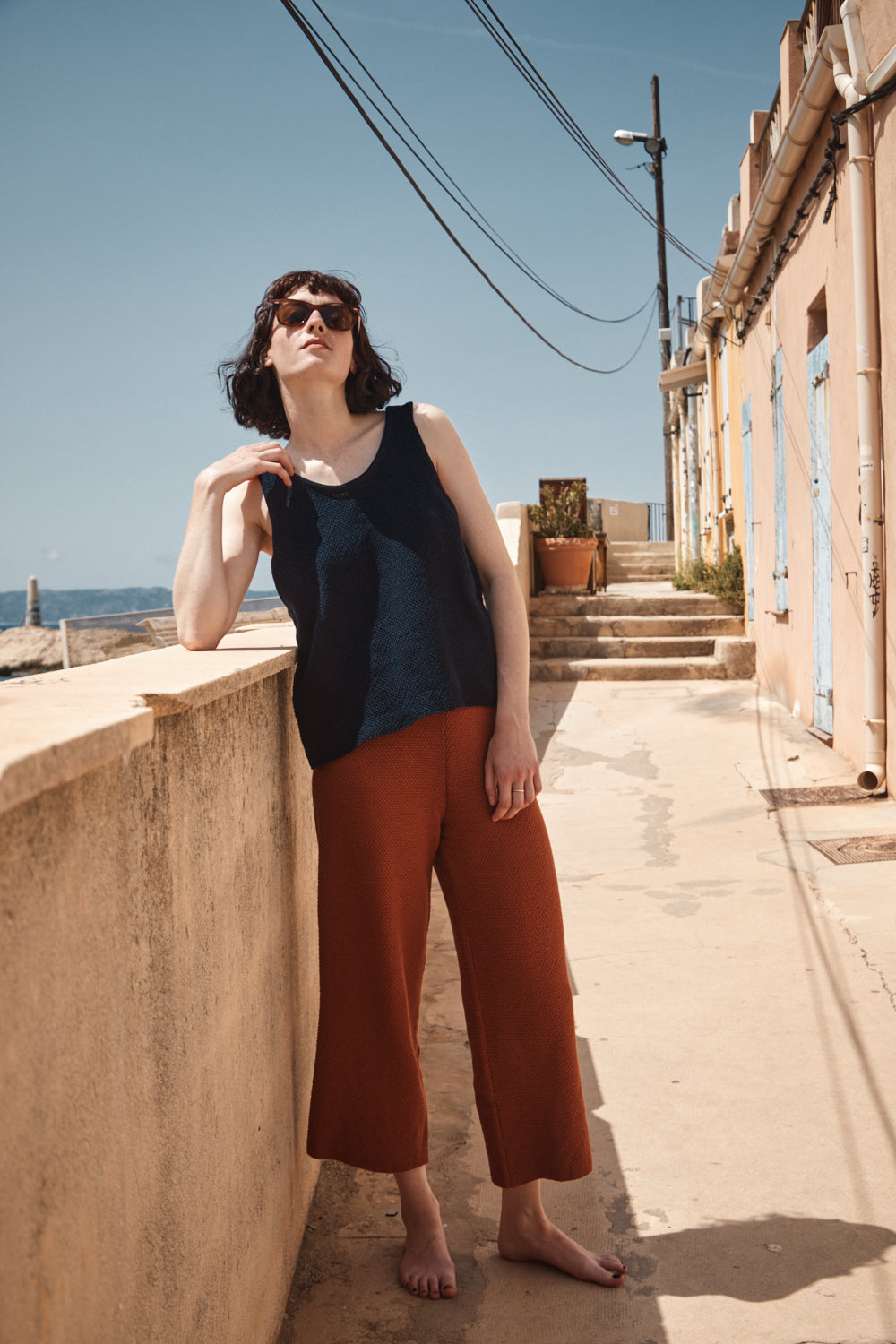 LARA Tank Top in Organic Cotton - Navy