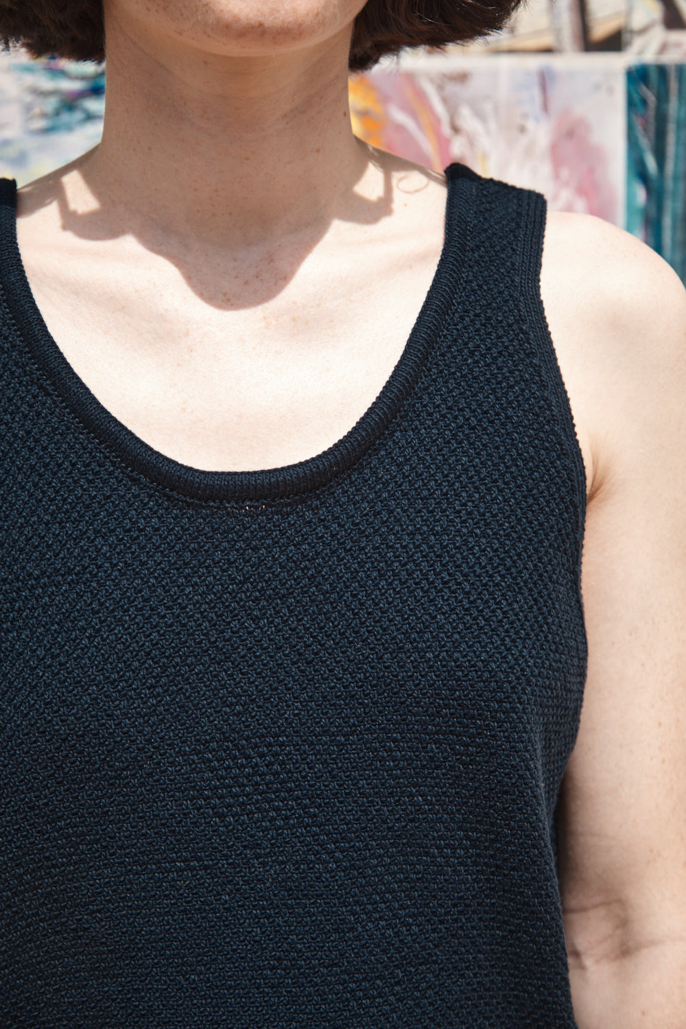 LARA Tank Top in Organic Cotton - Navy