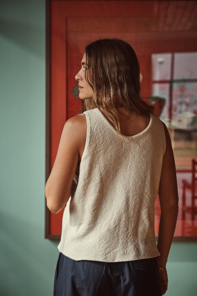 LARA Tank Top in Organic Cotton - Off-White