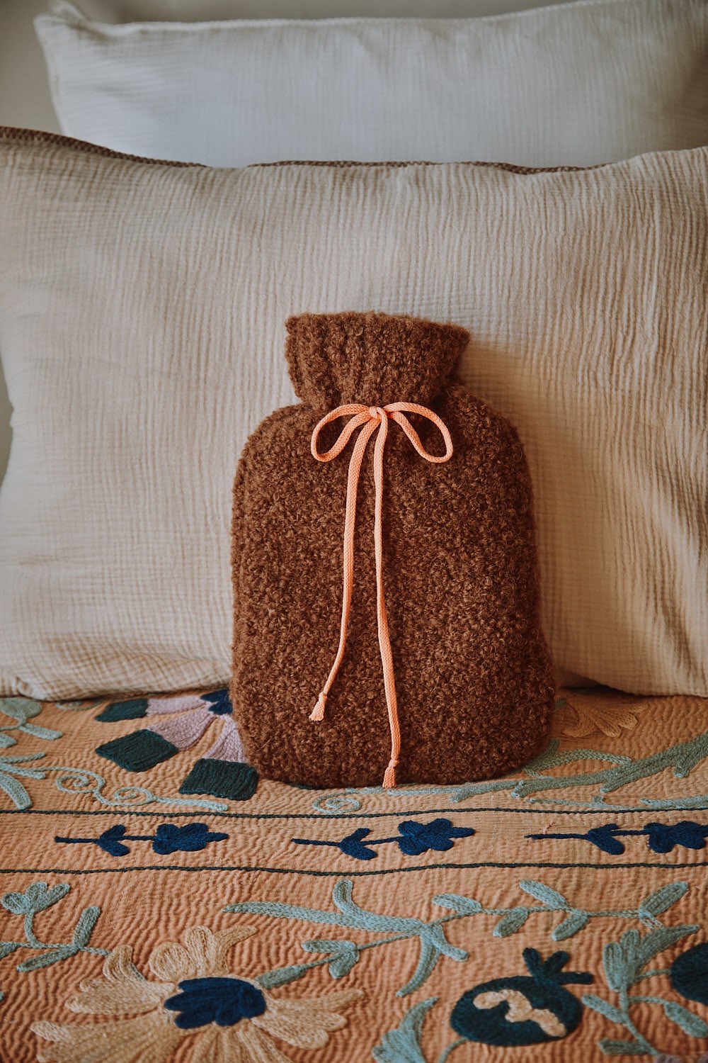 LILOU Hot Water Bottle Cover in Curly Alpaca - Mocha Brown | L'Envers