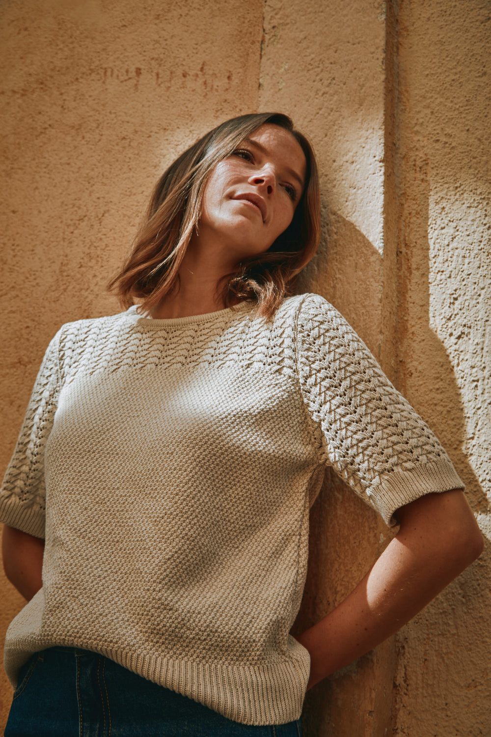 LIZ Lace Top in Organic Cotton - Off-White