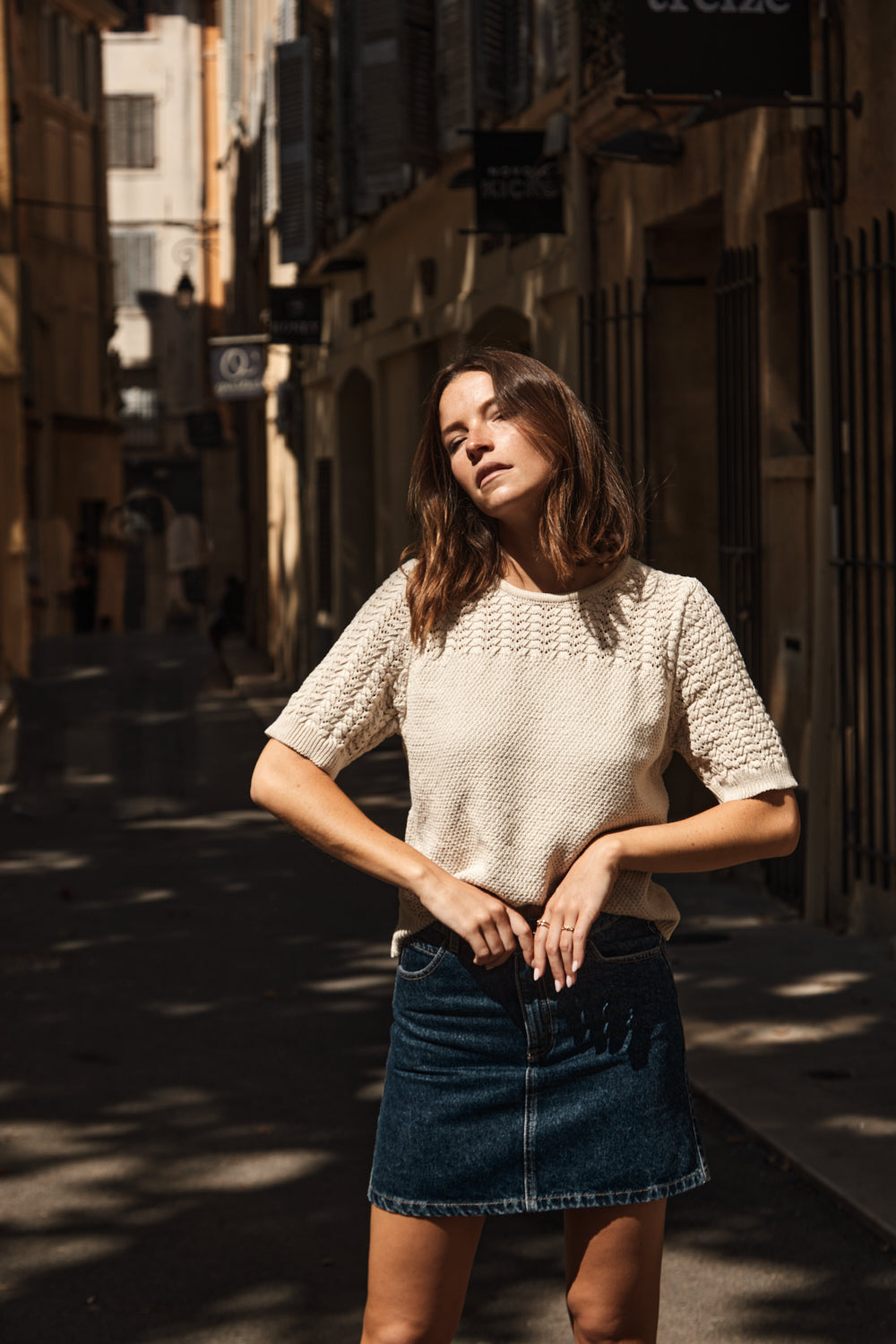 LIZ Lace Top in Organic Cotton - Off-White