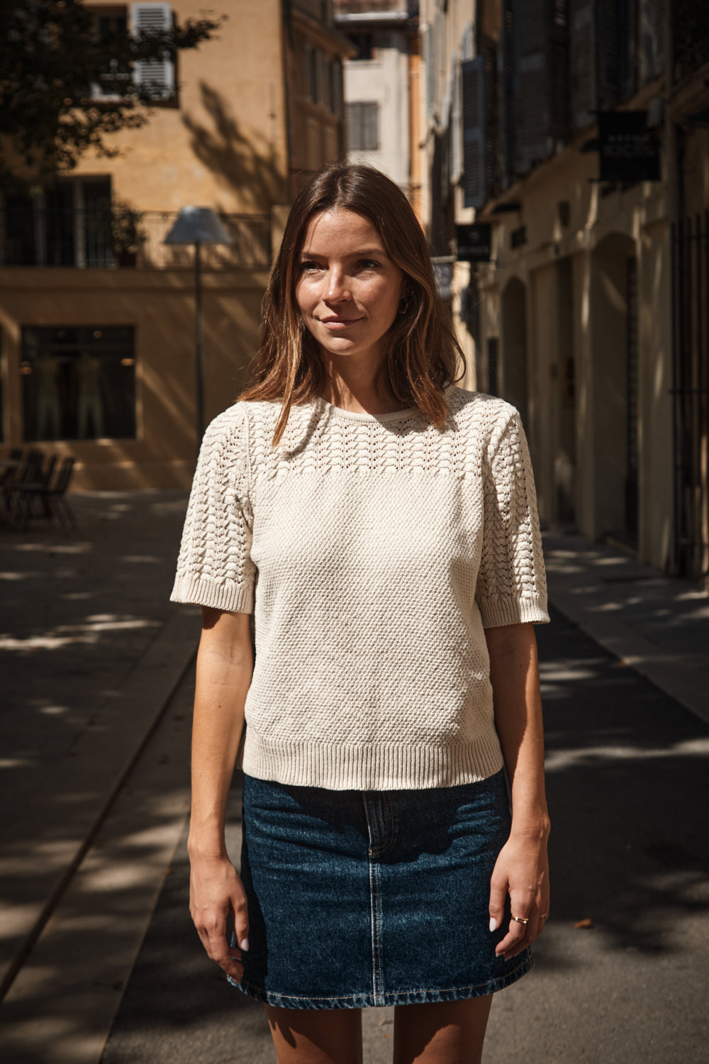 LIZ Lace Top in Organic Cotton - Off-White