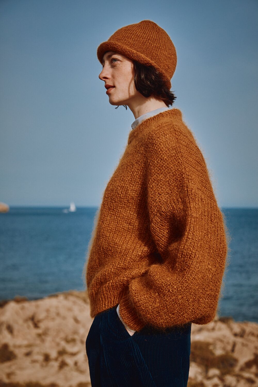 LUCIE Batwing Sweater in Mohair Wool - Amber - 100% cruelty-free & Sustainable knitwear - L'envers